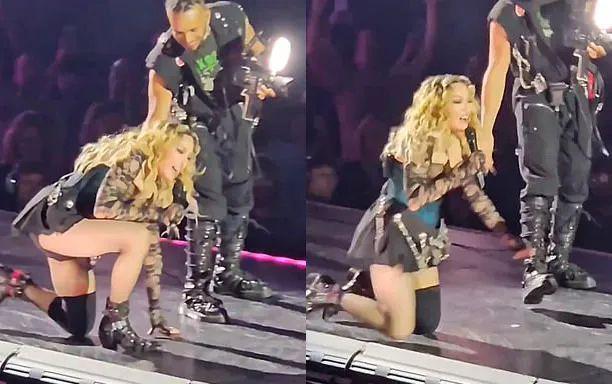 出事了！65岁麦当娜舞台上仰面摔倒！