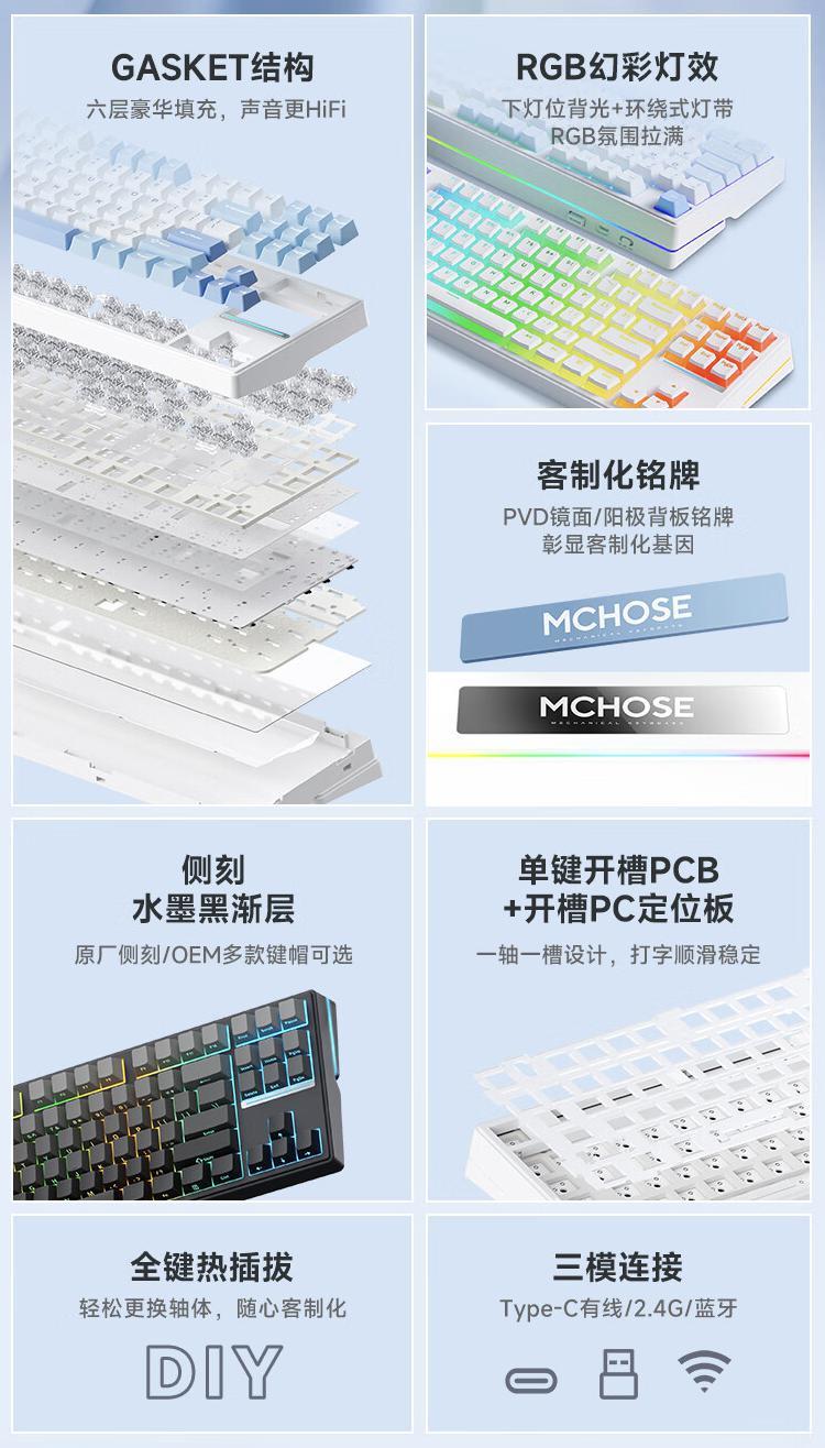 迈从推出 K87 三模机械键盘：Gasket 结构，首发价 299 元