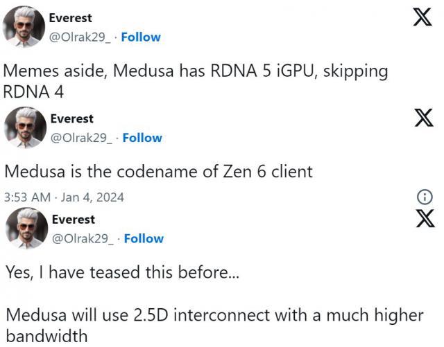 消息称 AMD“Medusa”Zen6 消费级 CPU 将集成 RDNA5 核显