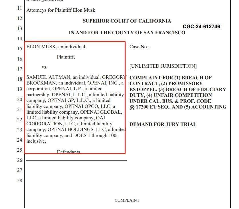 马斯克或是后悔没参与公司发展，OpenAI：坚决不同意马斯克诉讼