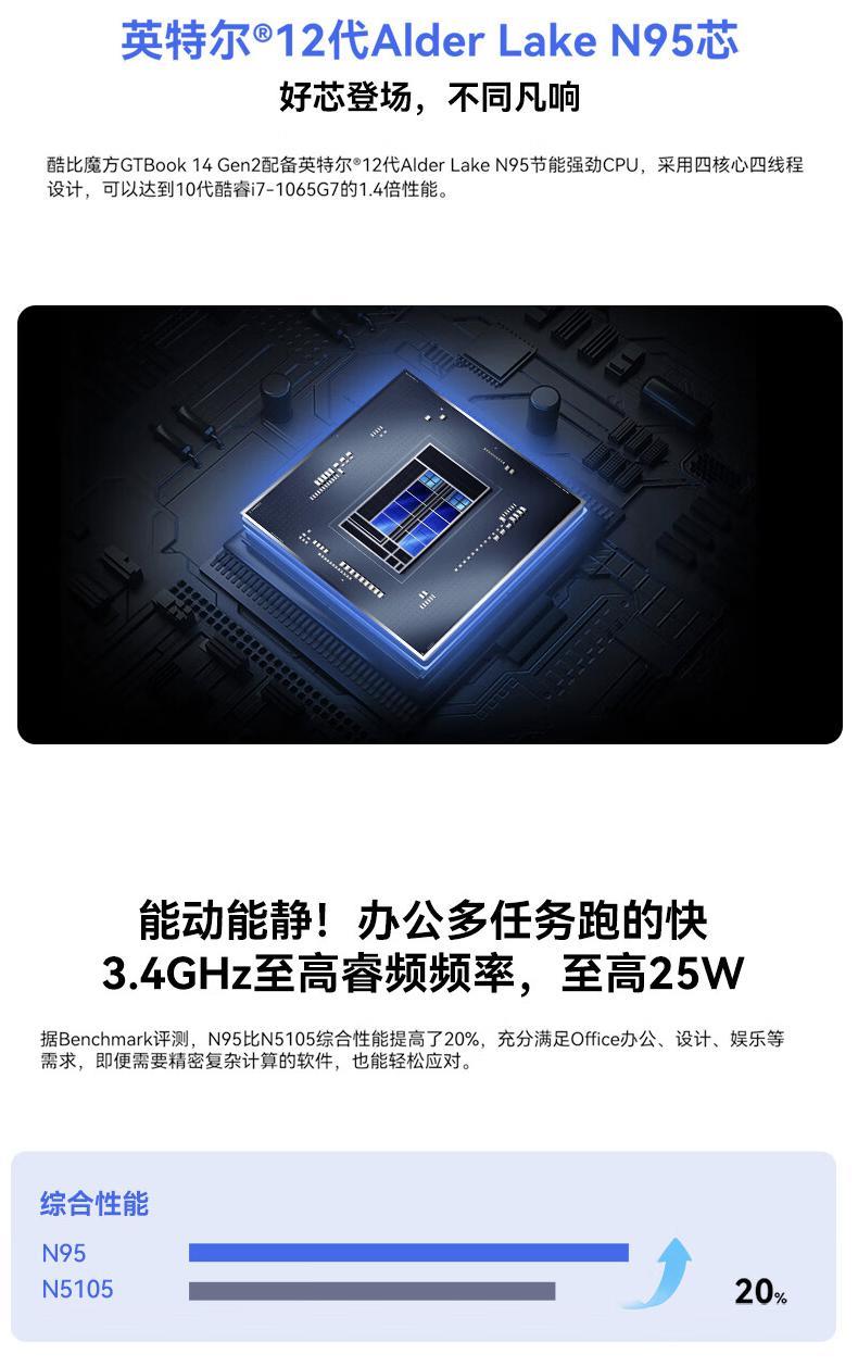 酷比魔方推出 GTBook14 Gen2 笔记本：12 代 N95，准系统 999 元