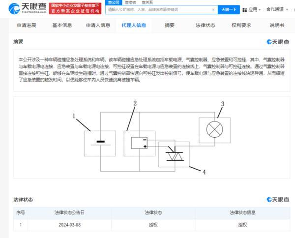 小米汽车碰撞应急处理专利获授权 可便于人员逃离