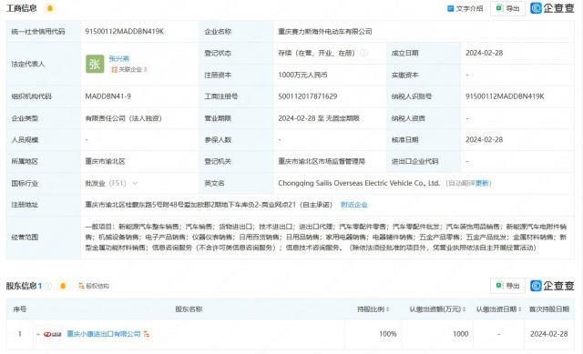 赛力斯成立海外电动车公司